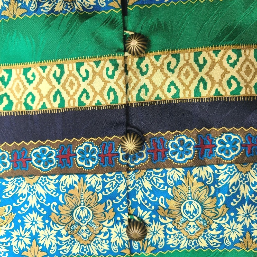 Vtg Talbots Silk Blazer Jacket Womens Large Blue Green Baroque Print Lined - Picture 6 of 6